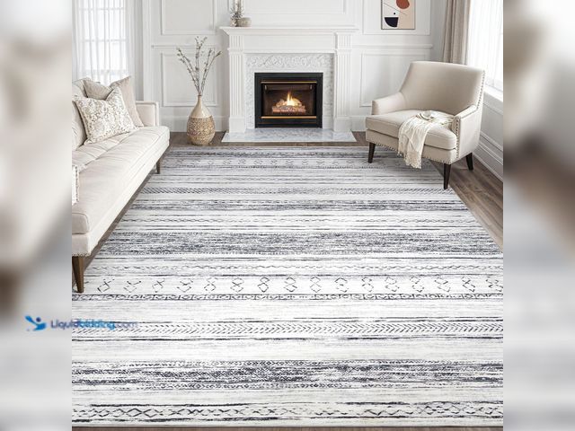 Lot 49-3527659 - Tortania Area Rug Living Room Rugs - 8x10 Washable Large Soft Neutral Boho Moroccan Bohemian Farmhou...