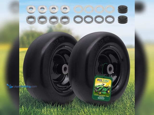 Lot 49-5459717 - 11x4.00-5 Flat Free Tire and Wheel (2 Pack),Universal 11x4-5 Solid Smooth Tractor Turf Tire with Rim...
