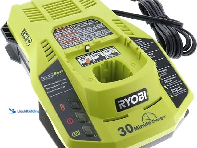Lot 49-1631100 - Lot of (1) Ryobi OEM 140173019 Charger, Model # P117, and (1) RYOBI ONE+ 18V Lithium-Ion 4.0 Ah Rech...