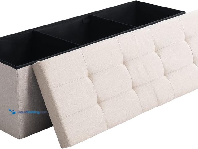 Lot 49-5476633 - CUYOCA Shoe Storage Ottoman Foldable Seat Footrest Tufted Bench End of Bed Storage with Flipping Lid...