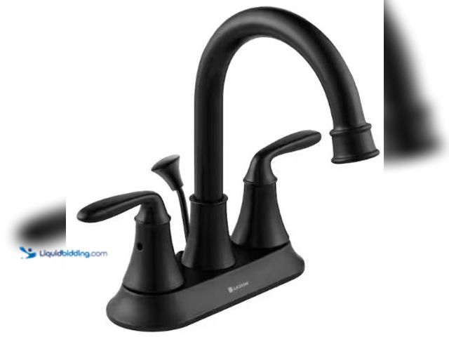 Lot 49-2025205 - Glacier Bay Sadira 4 in. Centerset 2-Handle High-Arc Bathroom Faucet in Matte Black, Model # HD67513...