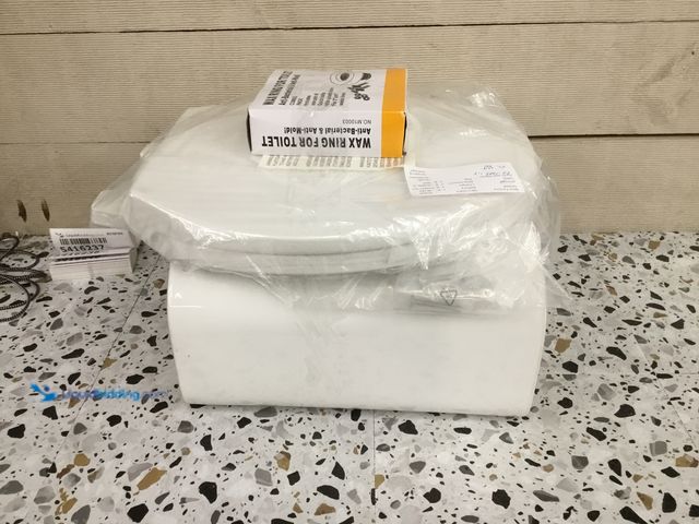 Lot 49-5416235 - White Toilet Tank With Toilet Seat. Tank lid not included. Unused