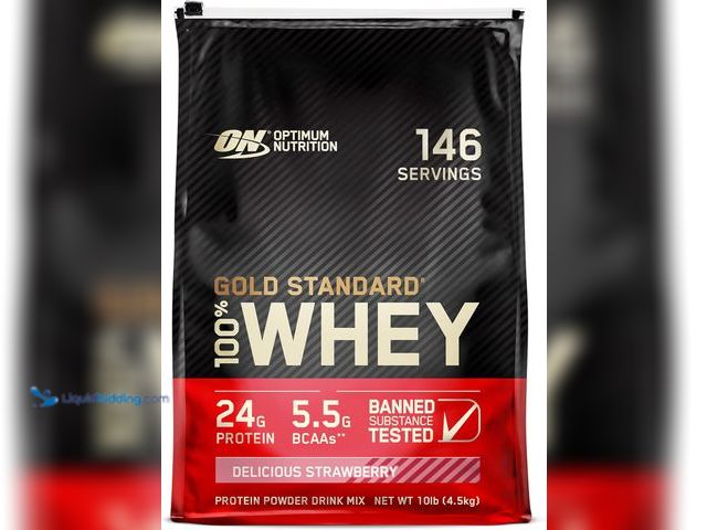 Lot 49-5410726 - Optimum Nutrition Gold Standard 100% Whey Protein Powder, Delicious Strawberry, 10 Pound. [ASIN: B00...
