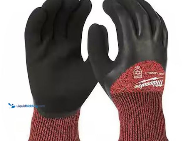 Lot 49-1548714 - Lot of 6 Milwaukee Large Red Latex Level 3 Cut Resistant Insulated Winter Dipped Work Gloves Model #...