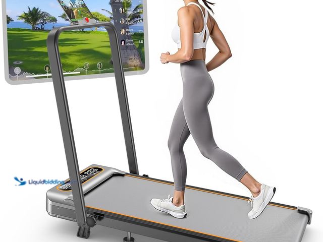 Lot 49-1536975 - Trisomy Foldable Treadmill with 8% Incline, Upgrade 3.5HP Low Noise Walking Pad Treadmill with Handl...