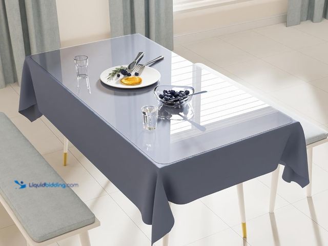 Lot 49-3471544 - Crystal Clear Plastic Table Cover Protector, 42" x 60" Spill Resistant Easy Flat PVC Desk Pad Mat, 1...