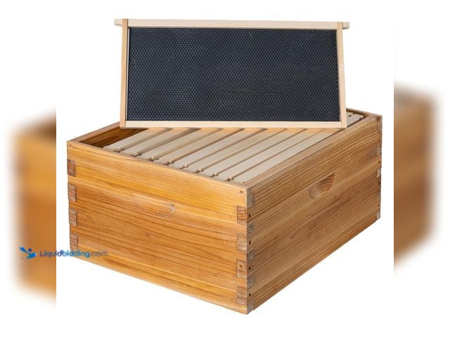 Lot 49-5543316 - 10 Frame Langstroth Deep Brood Bee Hive Box Dipped in Beeswax, Sections of Wood for Beehives, Includ...