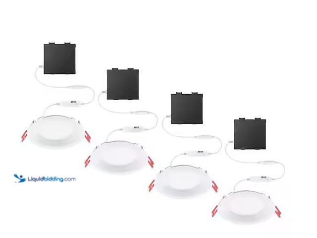 Lot 49-1814367 - (4 pack)Commercial Electric Premium Series 4 in. LED, 2-Level Lumen Select, Baffle Canless Recessed ...