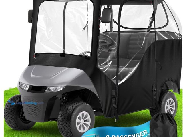 Lot 49-3431548 - Moveland Golf Cart Enclosure, Waterproof 600D Polyester w/Clear PVC Windshield, Compatible with EZGO...