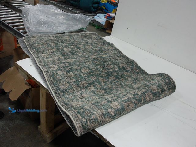 Lot 49-2025643 - 2 ft. x 6 ft. Soft Washable Runner Rug, Low pile height, Non-slip backing, Green/Tan, Vintaged Flora...