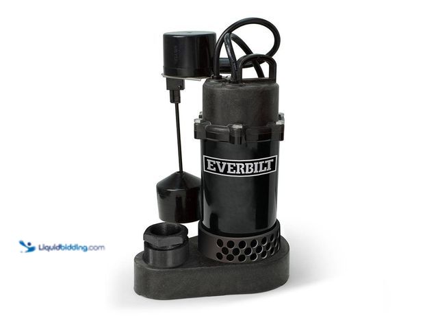 Lot 49-3614936 - Everbilt 1/2 HP Aluminum Submersible Sump Pump Vertical Switch (Model # HDSP50V) - Slightly used con...
