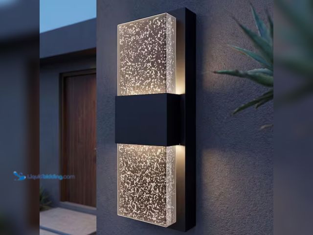Lot 49-2000454 - Artika Mazza Black Modern Bubble Glass Integrated LED Outdoor Hardwired Garage and Porch-Light Lante...