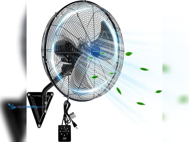 Lot 49-5433938 - Wall Mount Fan Oscillating, Industrial Heavy Duty Metal 3 Speed Fan, 20 Inch High Velocity Adjustabl...