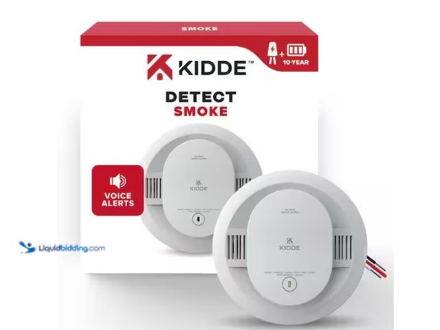Lot 49-1538062 - Kidde Hardwired Smoke Detector with 10-Year Battery Backup, Voice Alerts, Interconnectable and LED W...