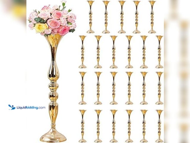 Lot 49-5475879 - Hyuetrsa 24 Pcs Metal Flower Arrangements Stand 20 Inch Tall Wedding Flower Vase Centerpieces Table ...