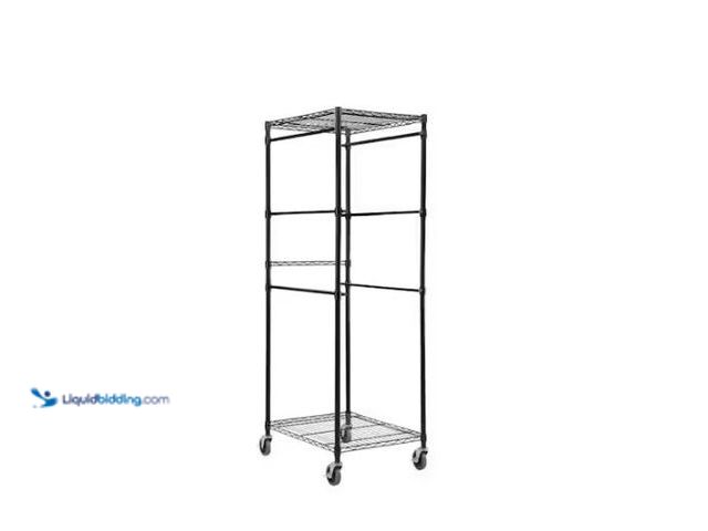 Lot 49-1577075 - HDX Steel Wire Garage Storage Bin Rack with Casters for 27 Gal. Tough Totes in Black (22 in. W x 69 ...