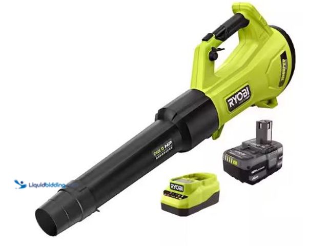 Lot 49-1569160 - RYOBI ONE+ HP 18V Brushless Whisper Series 130 MPH 450 CFM Cordless Battery Leaf Blower with 4.0 Ah ...