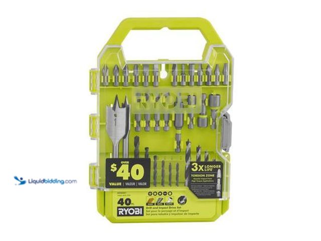 Lot 49-5544433 - RYOBI Drill and Impact Drive Kit (40-Piece). Model # A98401. Unused