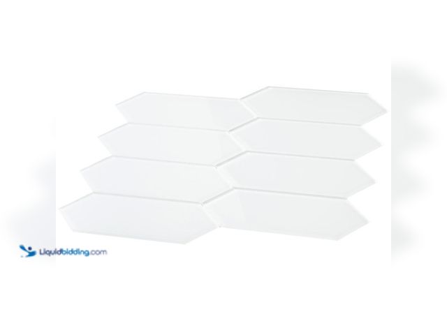 Lot 49-3513429 - Giorbello Picket Hexagon Glass Subway 3 in. x 9 in. x 6 mm Wall Tile - White (5 Piece, 5.8 sq. ft.) ...