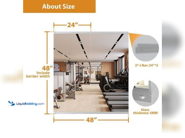 Lot 49-5554055 - HOMEIBRO 48 in. W x 48 in. H Modern Rectangle Frameless Wall-Mounted Gym Mirror Dance Mirror Model #...