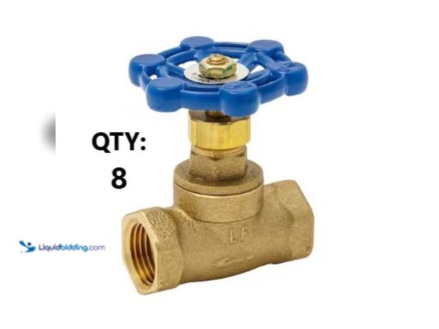 Lot 49-3631582 - (8-Pack) Everbilt 1/2 in. x 1/2 in. FPT Brass Stop Valve, Model # 105-003EB, Unused.   Ref#PA0804