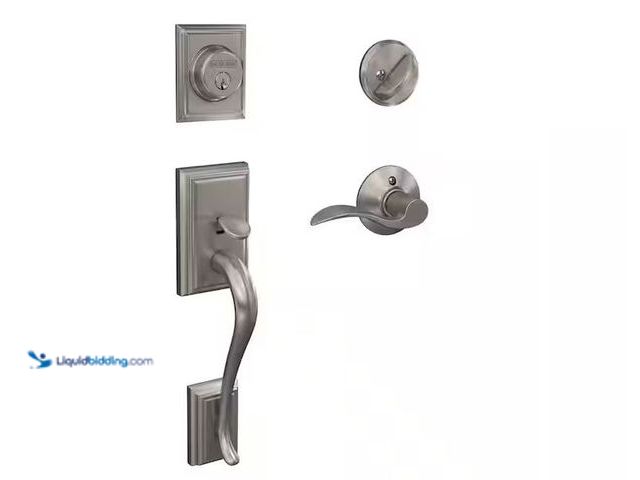 Lot 49-1568732 - Schlage Addison Satin Nickel Single Cylinder Door Handleset with Accent Handle Model # F60 G ADD 619...