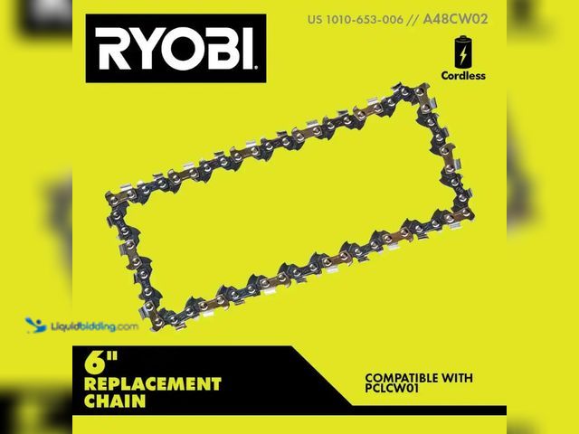 Lot 49-3565554 - RYOBI
6 in. 0.043 Gauge Replacement Chainsaw Chain, 28 Links (Single-Pack). Unused. Model # A48CW02...