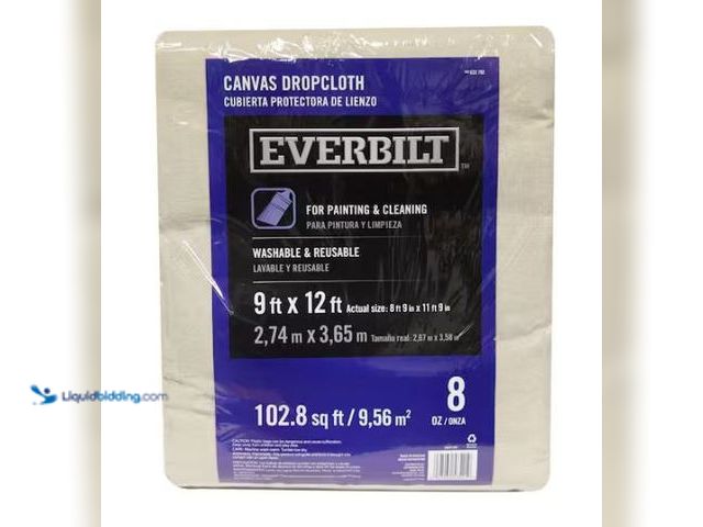 Lot 49-1518621 - Everbilt 9 ft. x 12 ft. Medium Duty Canvas Drop Cloth Model # 58531/4HD, Unused  Ref#HDPA0804