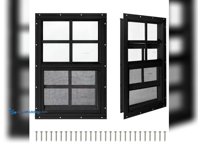 Lot 49-1569410 - COLORPAPA 2 Pack Shed Windows,12" x 18" Small Sliding Windows, Flush Mount Windows with Tempered Gla...