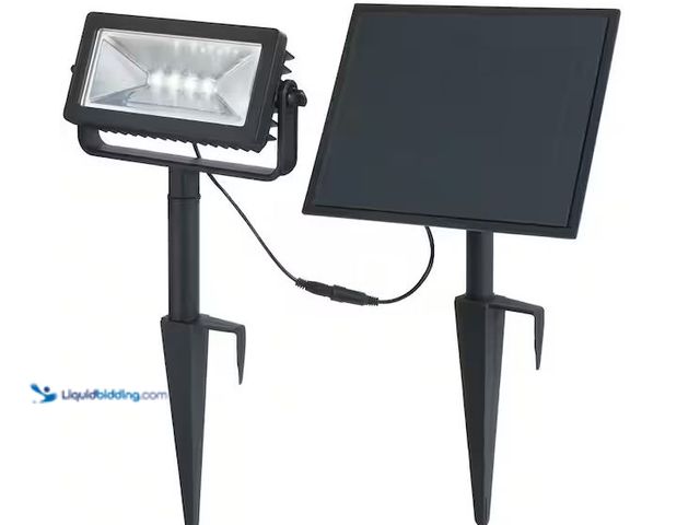 Lot 49-1576543 - Hampton Bay 150-300 Lumen Black LED High-Low Metal Rectangular Weather Resistant Outdoor Solar Wall ...