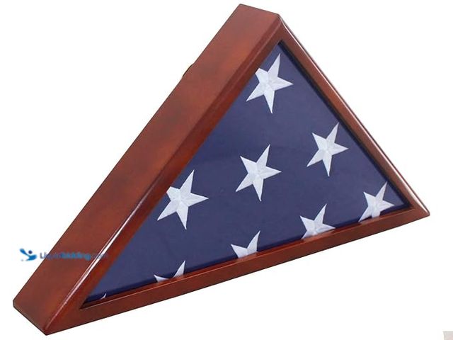 Lot 49-3482728 - Solid Wood Memorial Flag Case Frame Display Case for 5x9.5' Flag Folded. for Funeral or Burial Flag,...