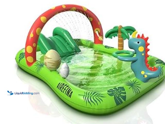 Lot 49-3467496 - Inflatable Kids Pool, Airefina Dino Planet Inflatable Play Center Kiddie Pool with Water Slide, Ultr...