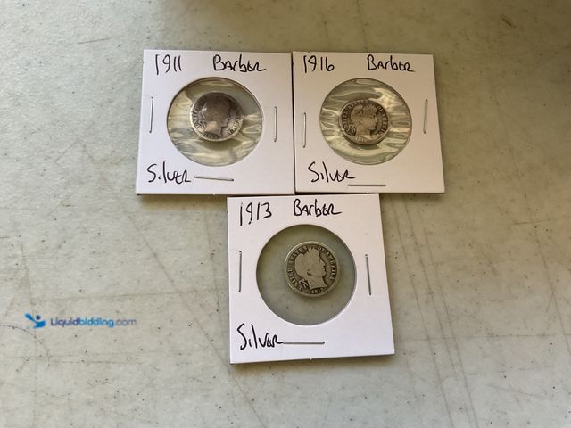 Lot 49-1977145 - Other LOT OF 3 BARBER DIMES 90% SILVER INCLUDING 1911, 1913, AND 1916 #COINS0723