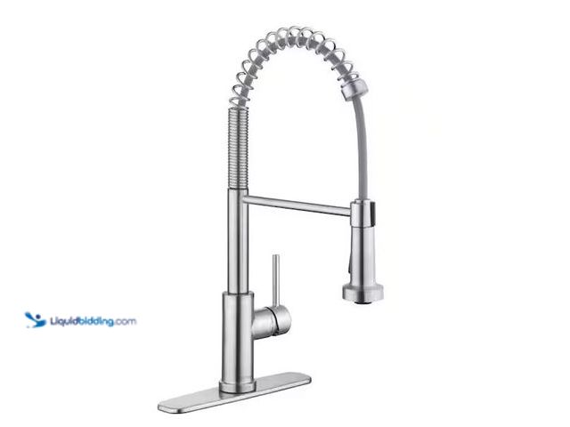 Lot 49-1576667 - Glacier Bay Paulina Single-Handle Spring Neck Pull Down Sprayer Kitchen Faucet in Stainless Steel Mo...