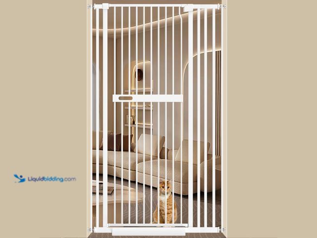 Lot 49-5410142 - WAOWAO 71" Extra Tall Cat Pet Gate 29.92-37.79" Wide Pressure Mounted Walk Through Swing Auto Close ...