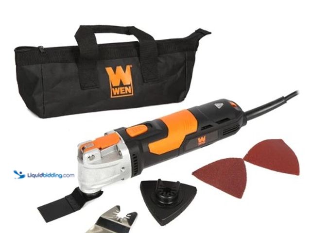 Lot 49-2004640 - WEN 3.5A Quick-Release Variable Speed Multi-Function Oscillating Tool Kit with Accessories and Carry...