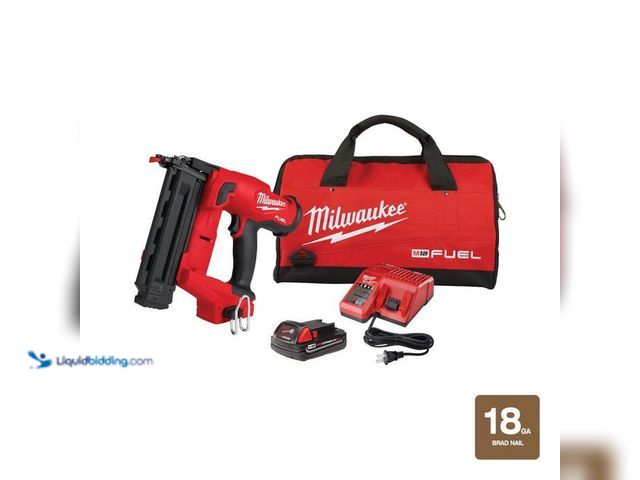 Lot 49-2021906 - Milwaukee M18 FUEL GEN II 18-Volt 18-Gauge Lithium-Ion Brushless Cordless Brad Nailer Kit with One 2...