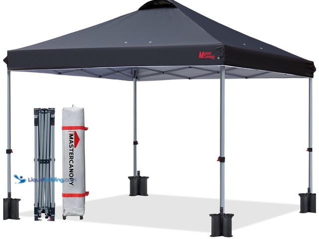 Lot 49-3465312 - MASTERCANOPY Durable Pop-up Canopy Tent with Roller Bag (12 x12, Black), Model# B07QNJF4YW, Unused. ...
