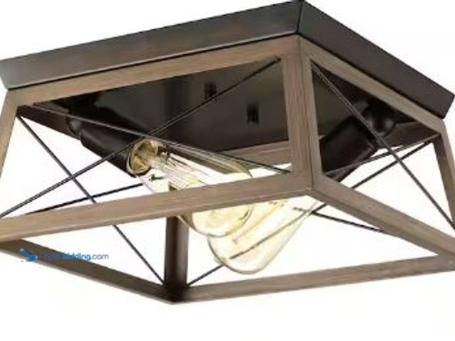 Lot 49-3523430 - Progress Lighting Briarwood Collection 2-Light Antique Bronze Kitchen Farmhouse Ceiling Light Flush ...
