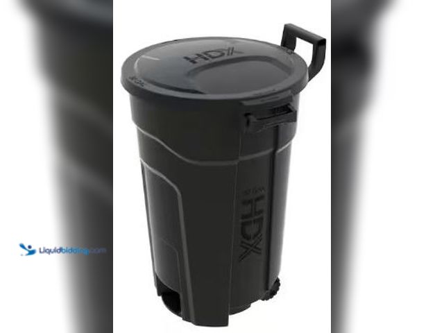 Lot 49-1517233 - HDX
32 gal. Black Heavy Duty Outdoor Trash Can with Wheels, Model # 999-2432W, Unused (No Lid)   Re...
