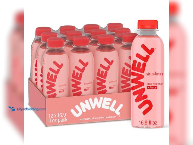 Lot 49-5546060 - Unwell Hydration Electrolyte Drink For Rapid Hydration + Focus – Strawberry, 12 Pack New