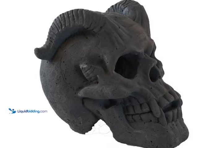Lot 49-2006251 - Halloween Decor Black Demon Skull, Refractory Materials, for Outdoor Fireplace, Fire Pit, and Indoor...
