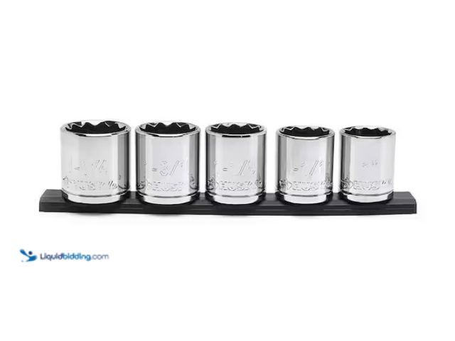 Lot 49-1578078 - (5-Piece) Husky 1/2 in. Drive SAE Large Socket Set, Model # H2DSAE5PC, Slightly used.   Ref#AHDSB020...