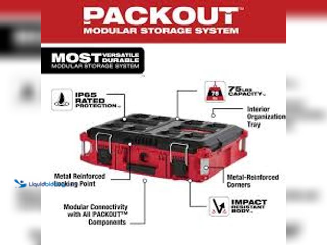 Lot 49-5475674 - Milwaukee PACKOUT 22 in. Medium Red Tool Box with 75 lbs. Weight Capacity. Model # 48-22-8424. Unuse...