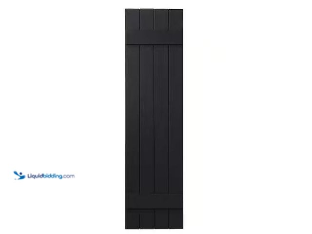 Lot 49-1549303 - Ply Gem 15 in. x 51 in. Polypropylene 4-Board Closed Board and Batten Shutters Pair in Black Qty (2)...