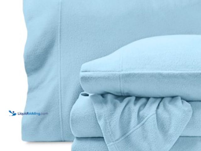 Lot 49-2025459 - Bare Home Cozy Fleece Sheet Set - Extra Plush Polar Fleece - Deep Pocket - Queen, Light Blue, Model ...