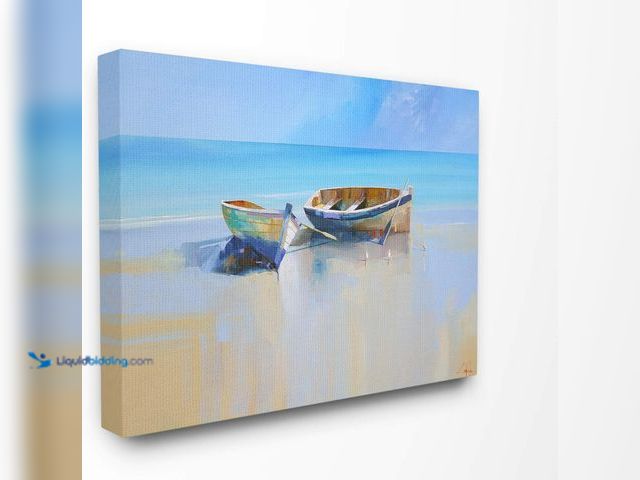 Lot 49-1556596 - The Stupell Home Decor Two Row Boats at The Shining Shore Painting Canvas Wall Art, 30 x 40, Proudly...