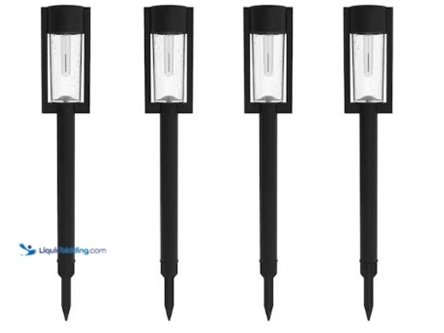 Lot 49-3612821 - Hampton Bay Clermont 15 Lumen Black LED Weather Resistant Outdoor Solar Path Light with Glass Lens (...