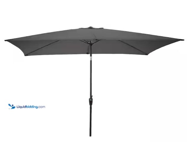 Lot 49-2000008 - Pure Garden 10 ft. Rectangular Tilt Market Patio Umbrella with Push Button in Gray, Model # 50-LG127...