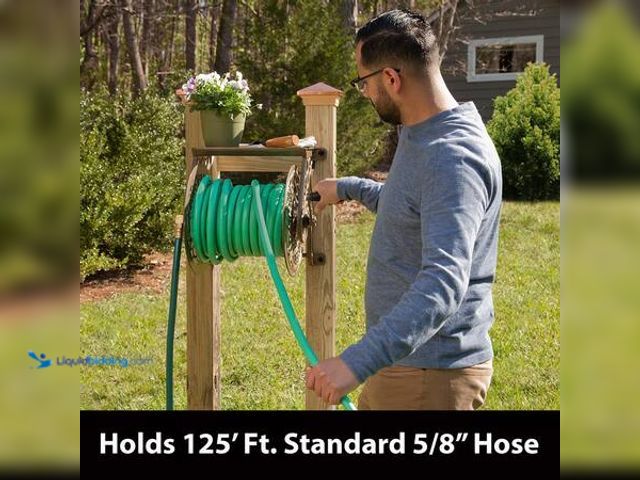 Lot 49-5554081 - Hampton Bay 125 ft. Aluminum Decorative Garden Hose Wall Mounted Reel Model # 704-HB Unused Attachme...